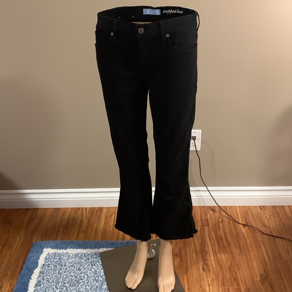 7 For All Mankind Cropped Boot Black Jeans Women's Size 28